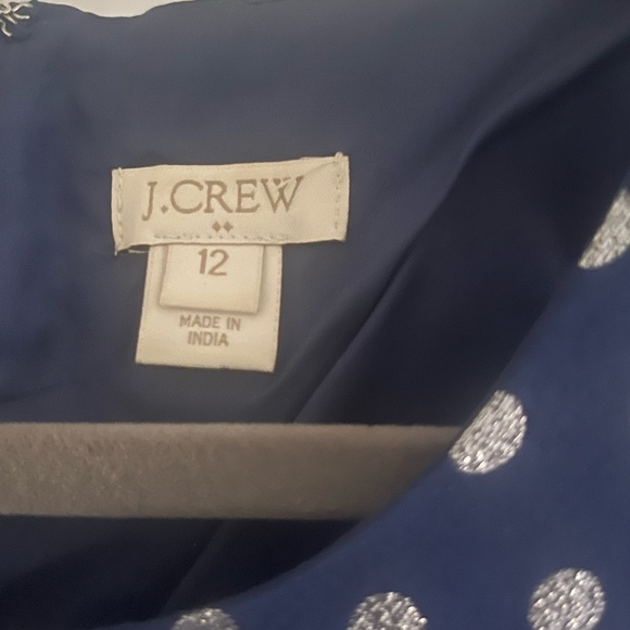 J Crew- Navy and Silver Polka Dot Sheath dress, with pockets, Size 12. - Picture 7 of 8